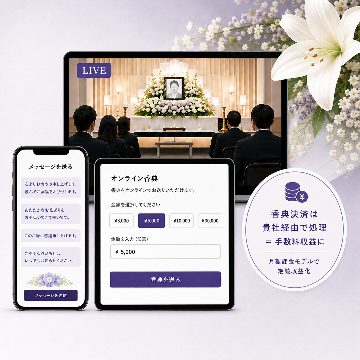 Web葬儀の画面イメージ